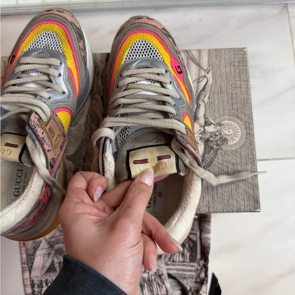 Gucci Shoes | NWT Gucci Women's Ultrapace Lizard Leather Sneakers - Box Included - Picture 9 of 11